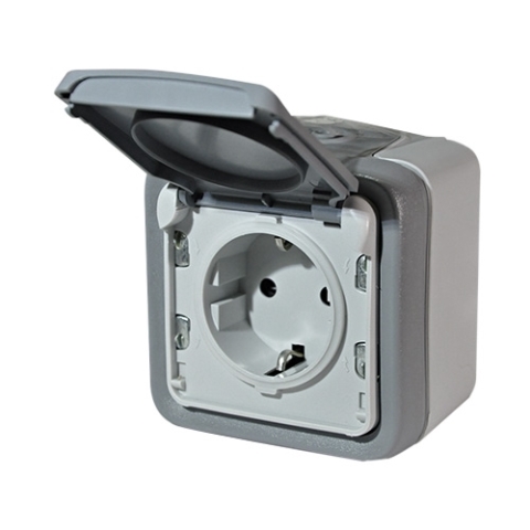 Розетка Legrand PLEXO серая с заземлением наружная винтовые зажимы IP55 (69733)