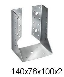 Опора бруса закрытая оцинкованная 140х76х100х2мм