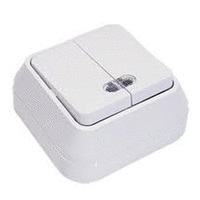 Выключатель Makel двухклавишный наружный белый с подсветкой (45123)