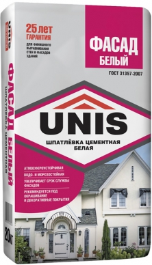 Шпаклевка Unis цементная Фасад белая (20кг)