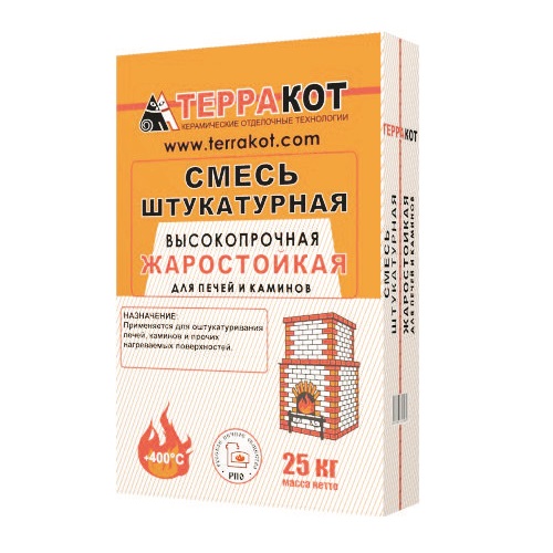 Штукатурка жаростойкая глино-шамотная (25кг) ТЕРРАКОТ
