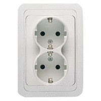 Розетка Makel Mimoza двойная с заземлением белая (12082)