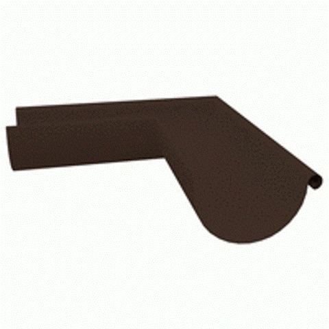 Угол желоба наружний металл коричневый D=125мм Угол желоба наружний металл коричневый D=125мм