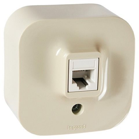 Розетка Legrand Quteo бежевая телефонная наружная  RJ11 (782244)